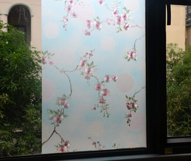 VSUDO 1 Roll 35.4" by 78.7" Window Film for Privacy, Peach Blossom Pattern Window Tint for Home, Window Glass Sticker for Office (19.37 Sq. Ft Total) - Image 4